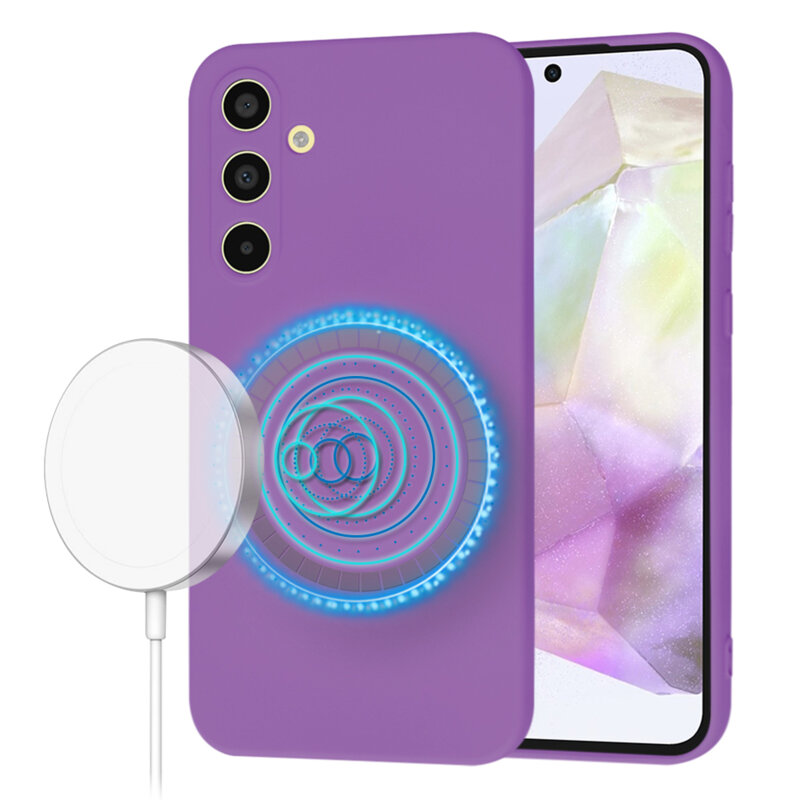Husa silicon Samsung Galaxy A35 5G Techsuit SoftFlex MagSafe, mov