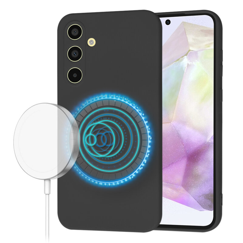 Husa silicon Samsung Galaxy A35 5G Techsuit SoftFlex MagSafe, negru