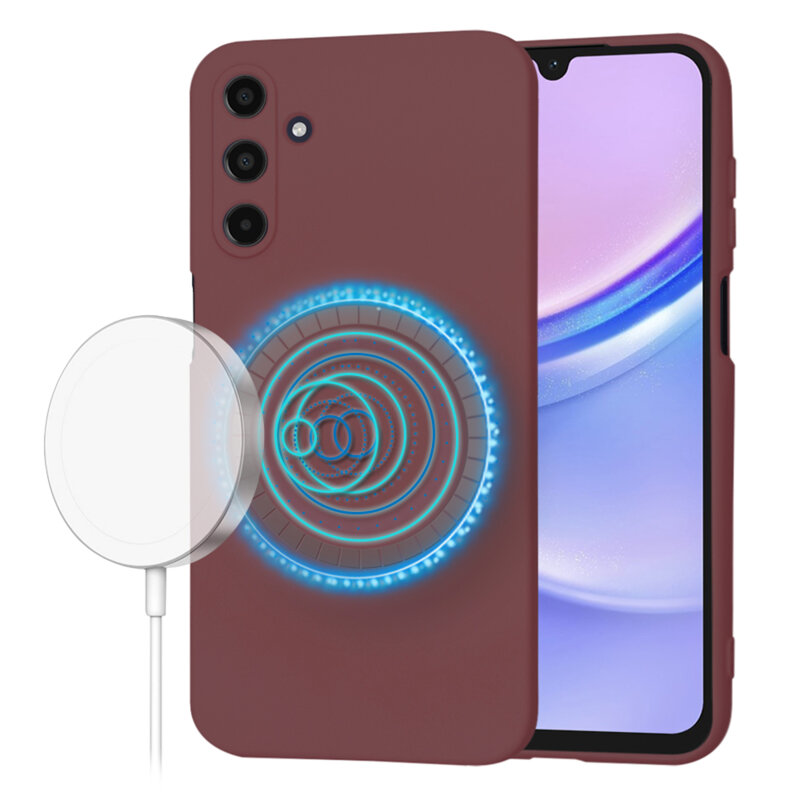 Husa silicon Samsung Galaxy A15 4G Techsuit SoftFlex MagSafe, bordo