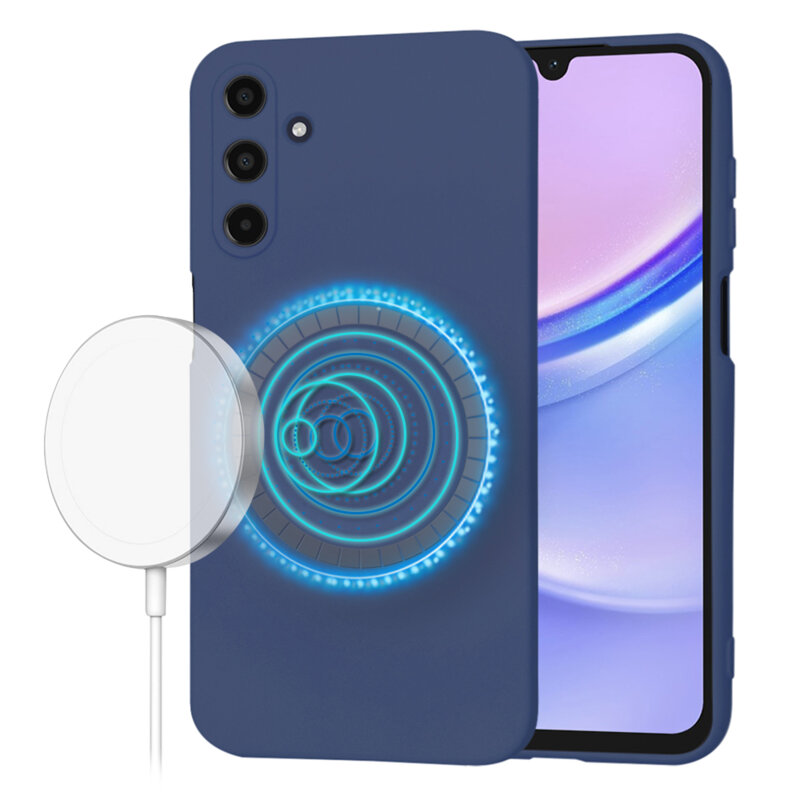 Husa silicon Samsung Galaxy A15 4G Techsuit SoftFlex MagSafe, bleumarin