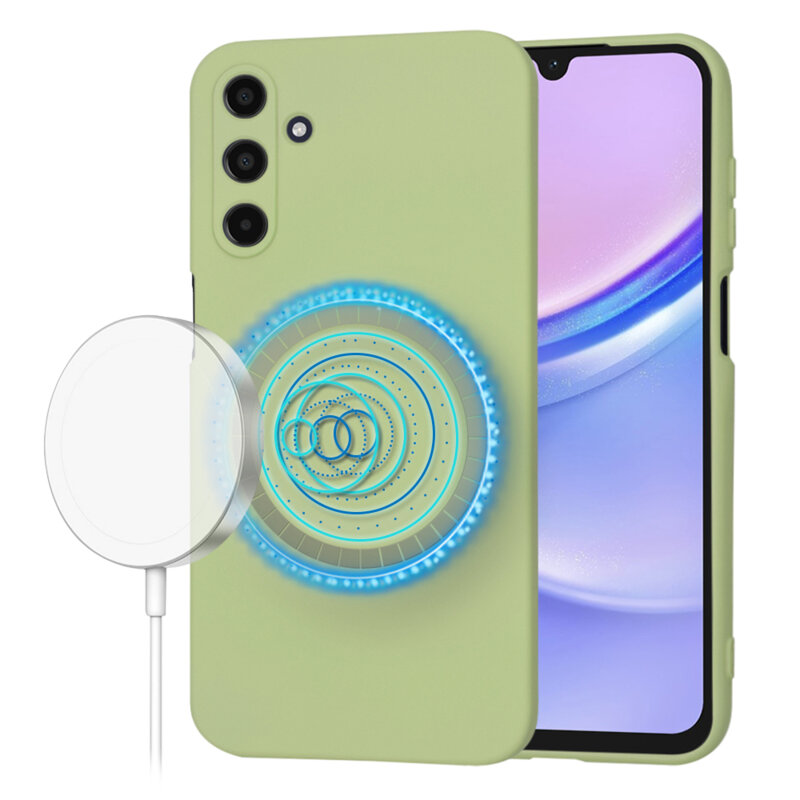 Husa silicon Samsung Galaxy A15 4G Techsuit SoftFlex MagSafe, verde