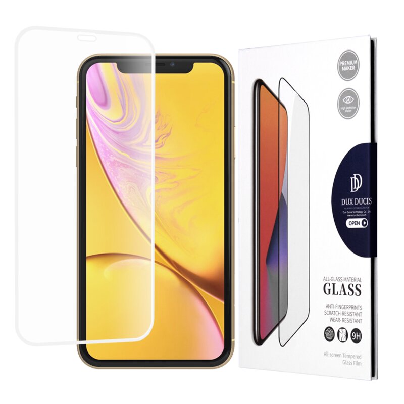 Folie sticla iPhone XR Dux Ducis Tempered Glass, alb