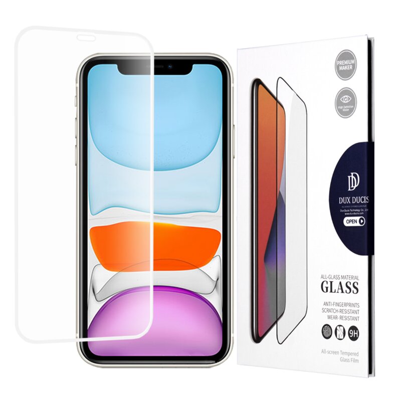 Folie sticla iPhone 11 Dux Ducis Tempered Glass, alb