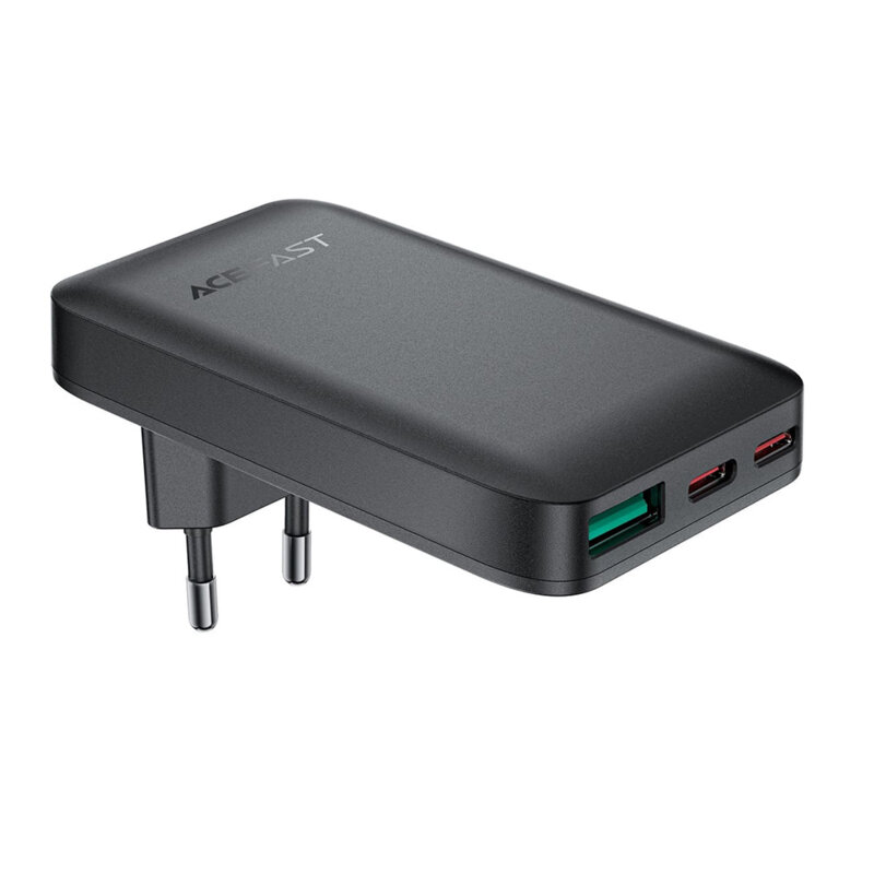 Incarcator GaN Type-C, Acefast A100, 65W Power Delivery, negru