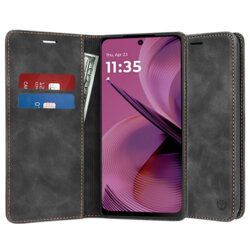 Husa piele Motorola Moto G55 Techsuit Confy Cover, negru