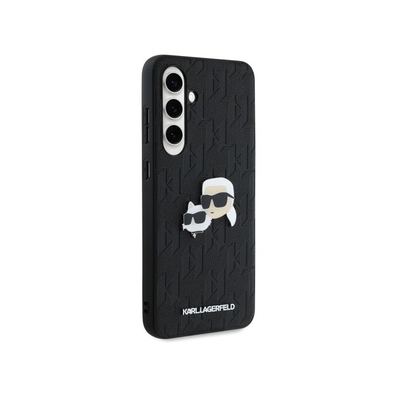 Husa Samsung Galaxy S24 FE Karl Lagerfeld Hardcase Leather, Monogram Karl&Chaoupette Head Pin, KLHCS24FEPGKLKCPK