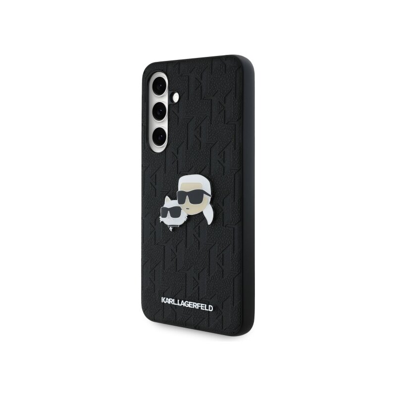 Husa Samsung Galaxy S24 FE Karl Lagerfeld Hardcase Leather, Monogram Karl&Chaoupette Head Pin, KLHCS24FEPGKLKCPK