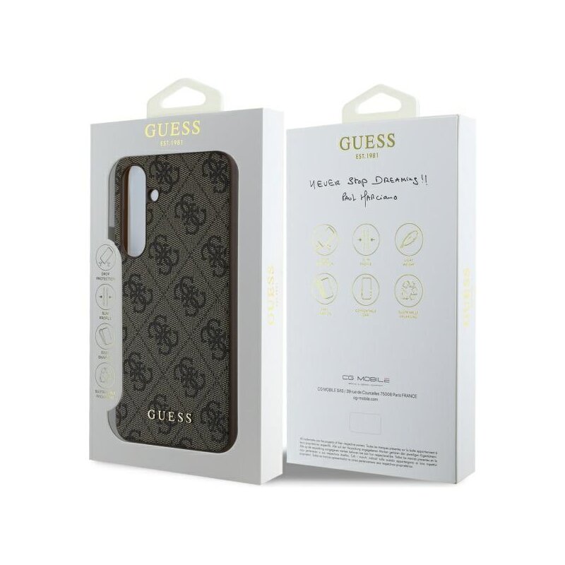 Husa originala Guess Samsung Galaxy S24 FE Hardcase 4G Charms Collection, maro, GUHCS24FEGF4GBR