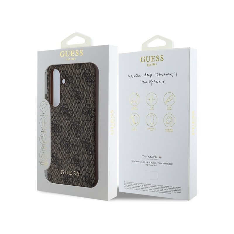 Husa originala Guess Samsung Galaxy S24 FE Hardcase 4G Classic, maro, GUHCS24FEG4GFBR