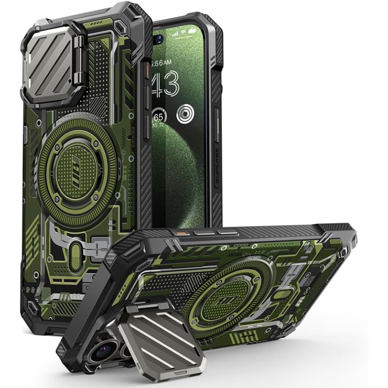 Husa iPhone 15 Pro Max Supcase Unicorn Beetle XT MagSafe, Green Circuit