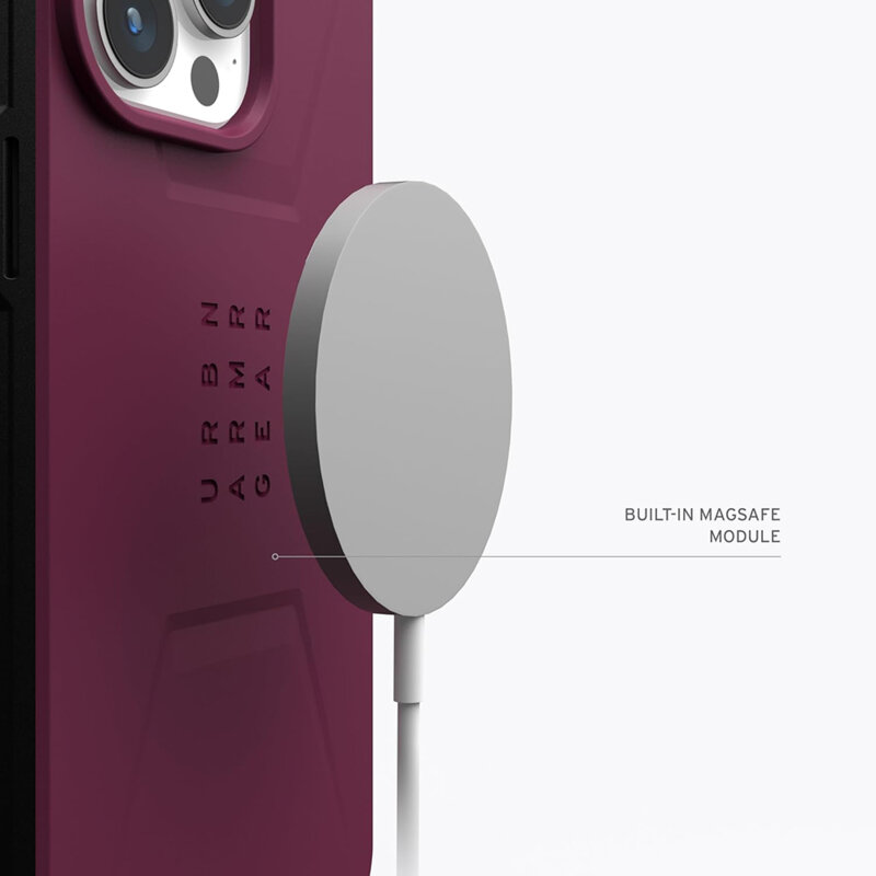 Husa iPhone 15 Pro UAG Civilian MagSafe, Bordeaux