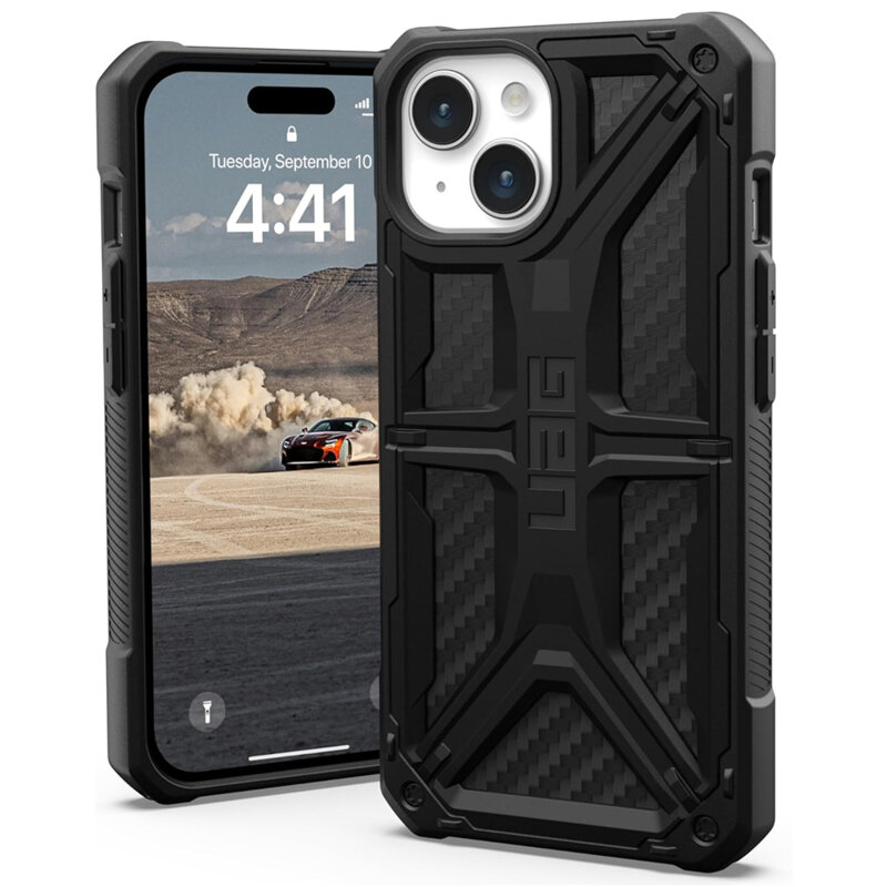 Husa iPhone 15 UAG Monarch, Carbon Fiber