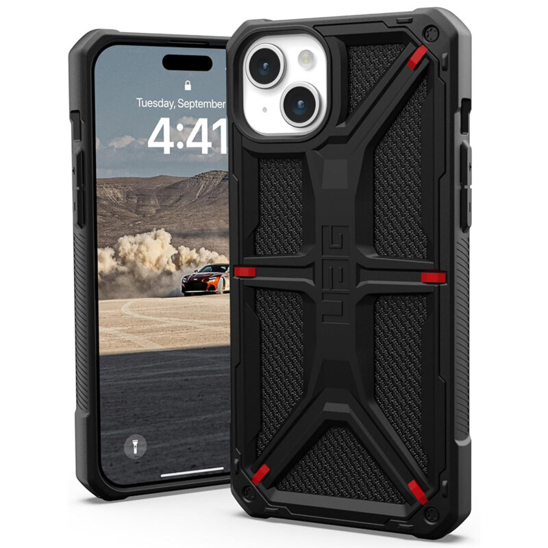 Husa iPhone 15 Plus UAG Monarch, Kevlar Black
