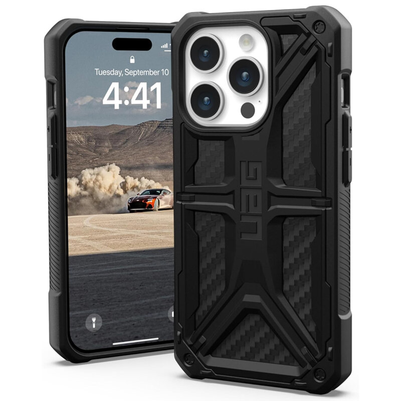 Husa iPhone 15 Pro UAG Monarch, Carbon Fiber