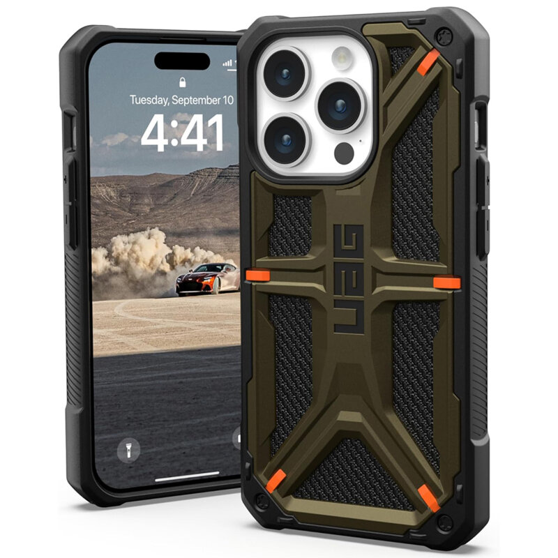 Husa iPhone 15 Pro UAG Monarch, Kevlar Element Green