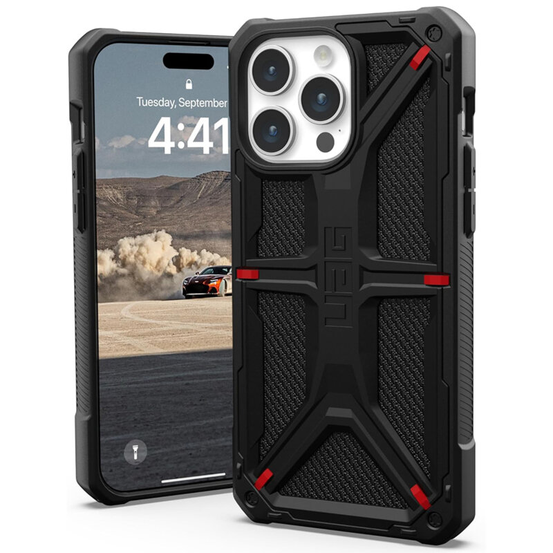 Husa iPhone 15 Pro Max UAG Monarch, Kevlar Black