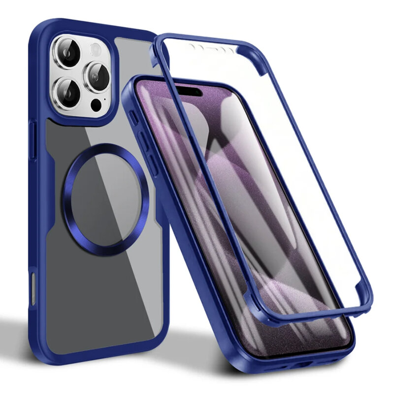 Husa 360° iPhone 16 Pro Max Techsuit ColorVerse MagSafe, albastru