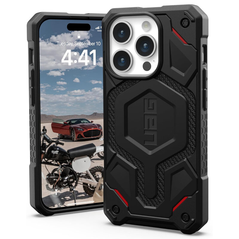 Husa iPhone 15 Pro UAG Monarch Pro MagSafe, Kevlar Black