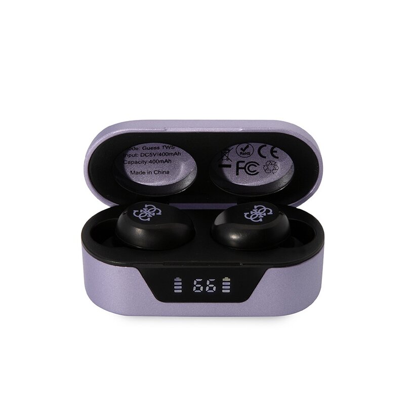 Casti Bluetooth cu afisaj digital Guess, mov, GUTWST31EU