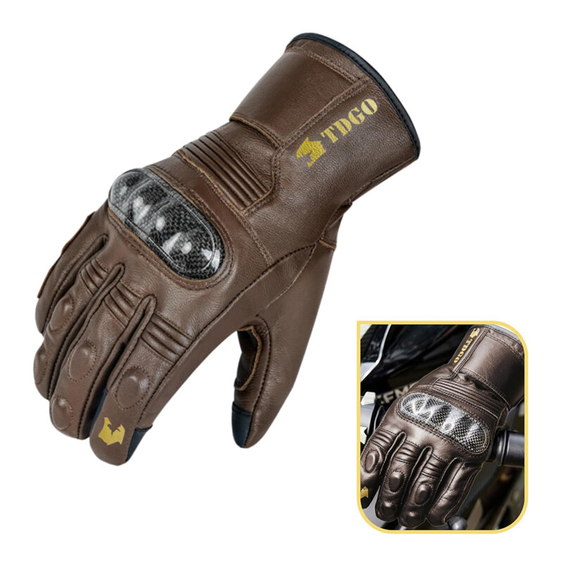 Manusi moto de barbati Techsuit, marimea L, maro, OG106