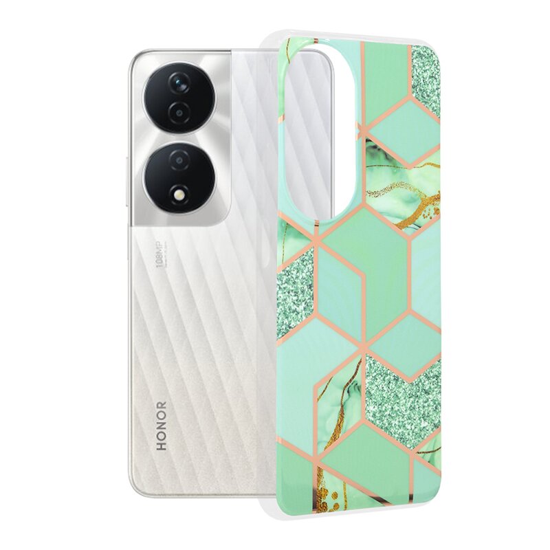 Husa Honor X7b 5G Techsuit Marble, Green Hex