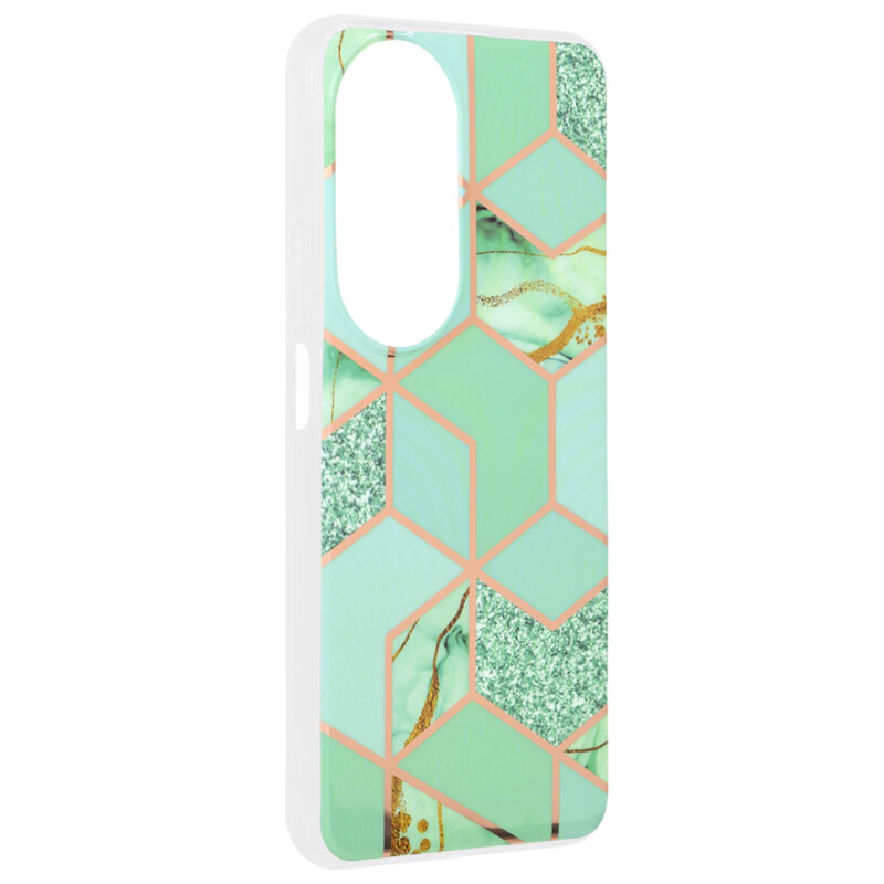 Husa Honor X7b 5G Techsuit Marble, Green Hex