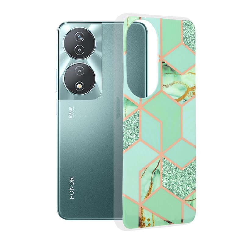 Husa Honor 90 SMART Techsuit Marble, Green Hex