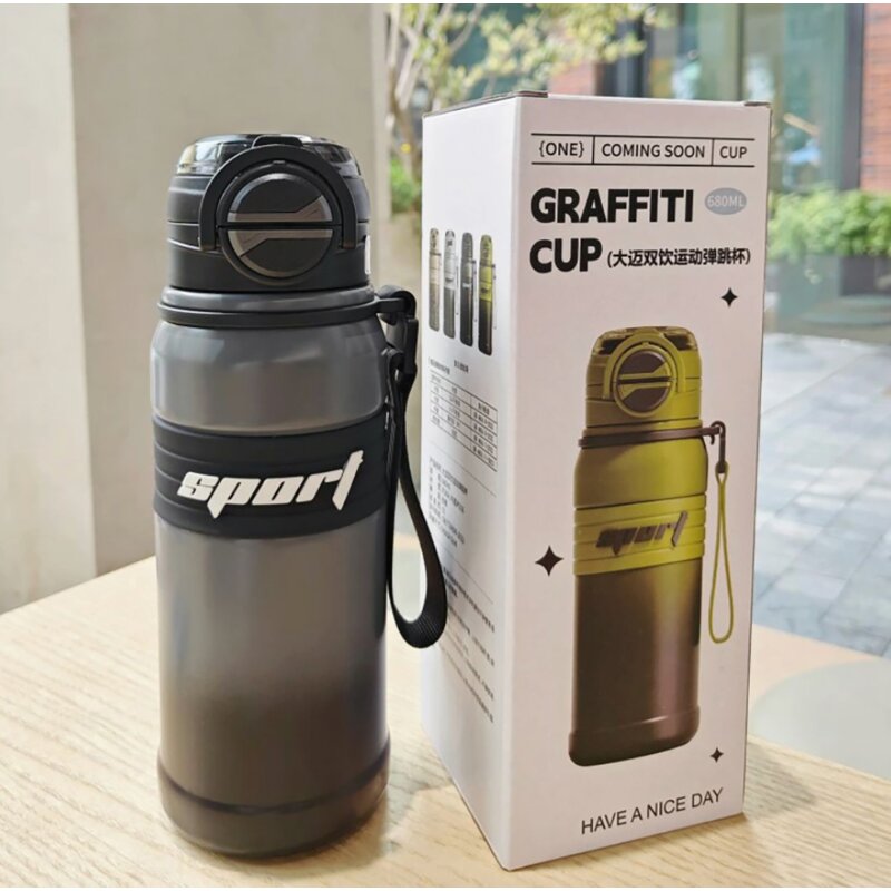 Termos sports pentru apa metalic Techsuit THM9, 680ml, negru