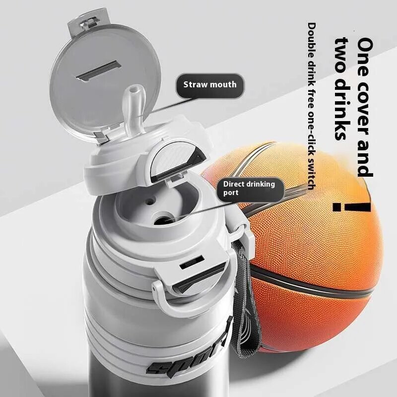 Termos sports pentru apa metalic Techsuit THM9, 680ml, alb