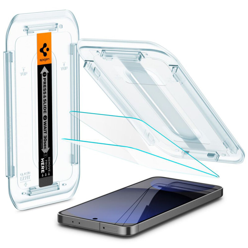 [Pachet 2x] Folie Samsung Galaxy S24 FE Spigen Glas.tR EZ Fit, transparenta