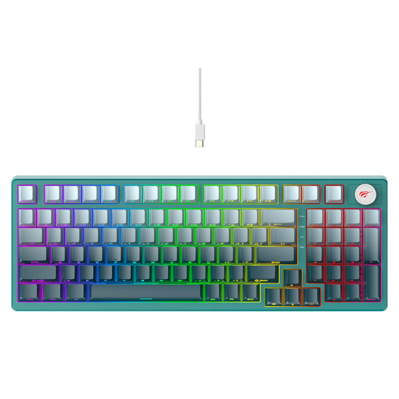 Tastatura gaming iluminata cu fir Havit KB899L, alb / verde