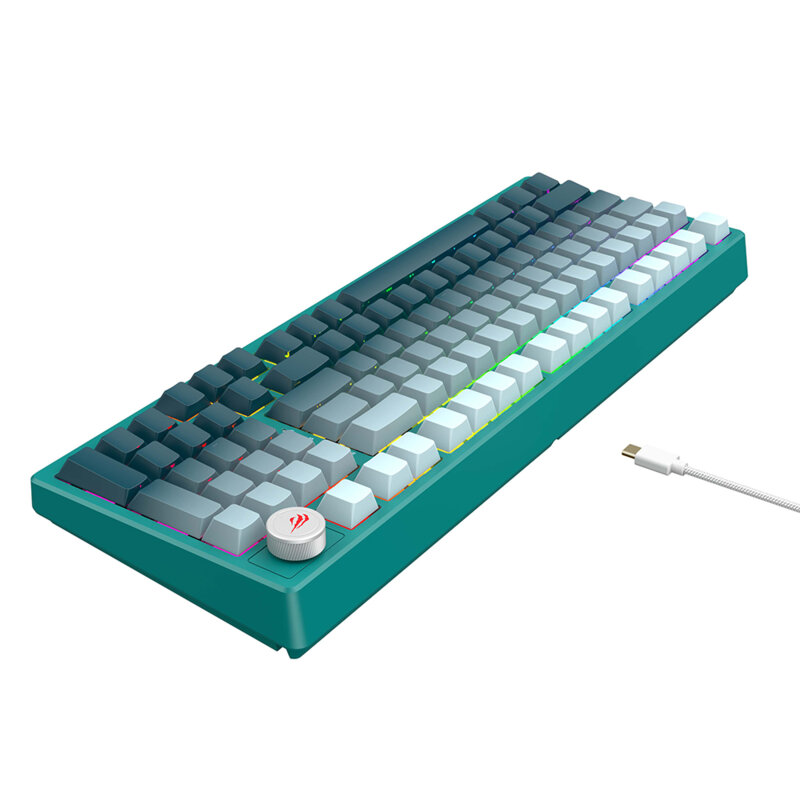 Tastatura gaming iluminata cu fir Havit KB899L, alb / verde