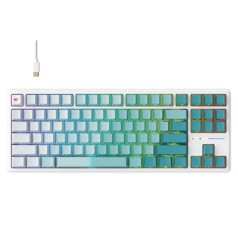 Tastatura gaming iluminata cu fir Havit KB901L, alb / verde