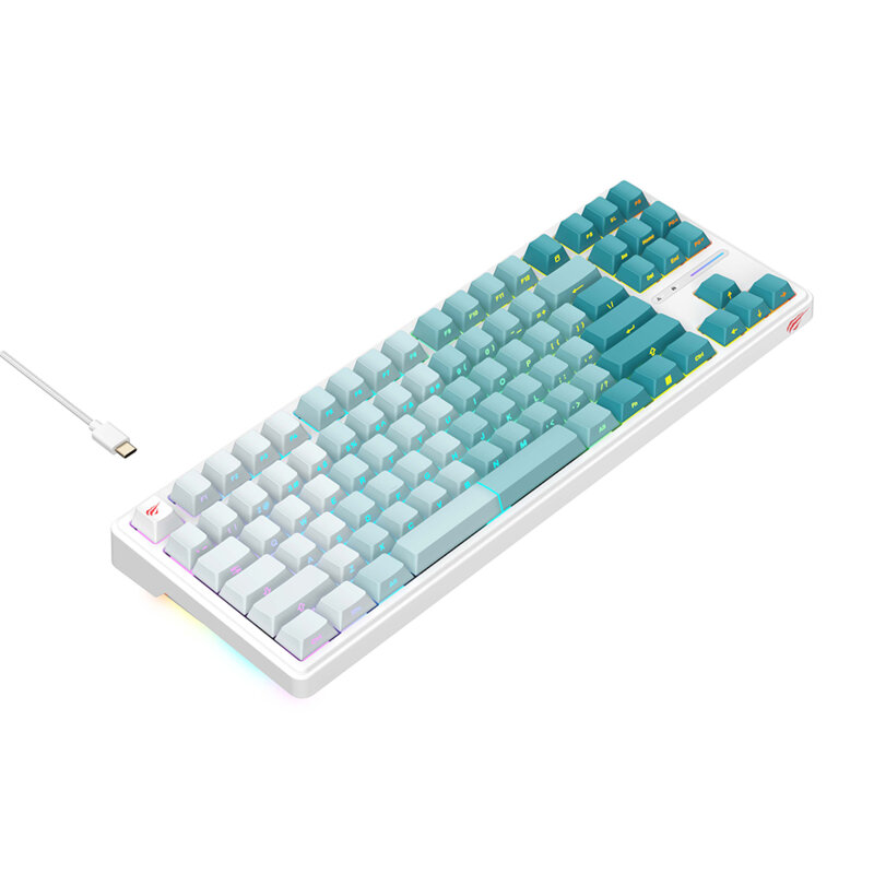 Tastatura gaming iluminata cu fir Havit KB901L, alb / verde