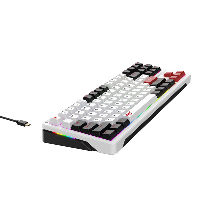 Tastatura gaming iluminata cu fir Havit KB902L, negru /alb / rosu