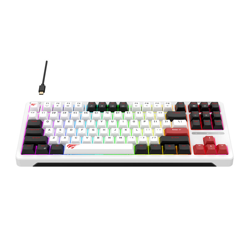 Tastatura gaming iluminata cu fir Havit KB902L, negru /alb / rosu