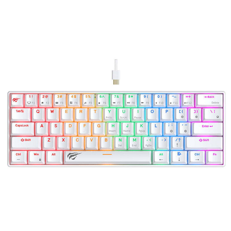 Tastatura gaming cu fir si LED-uri Havit KB903L, 1.8m, alb