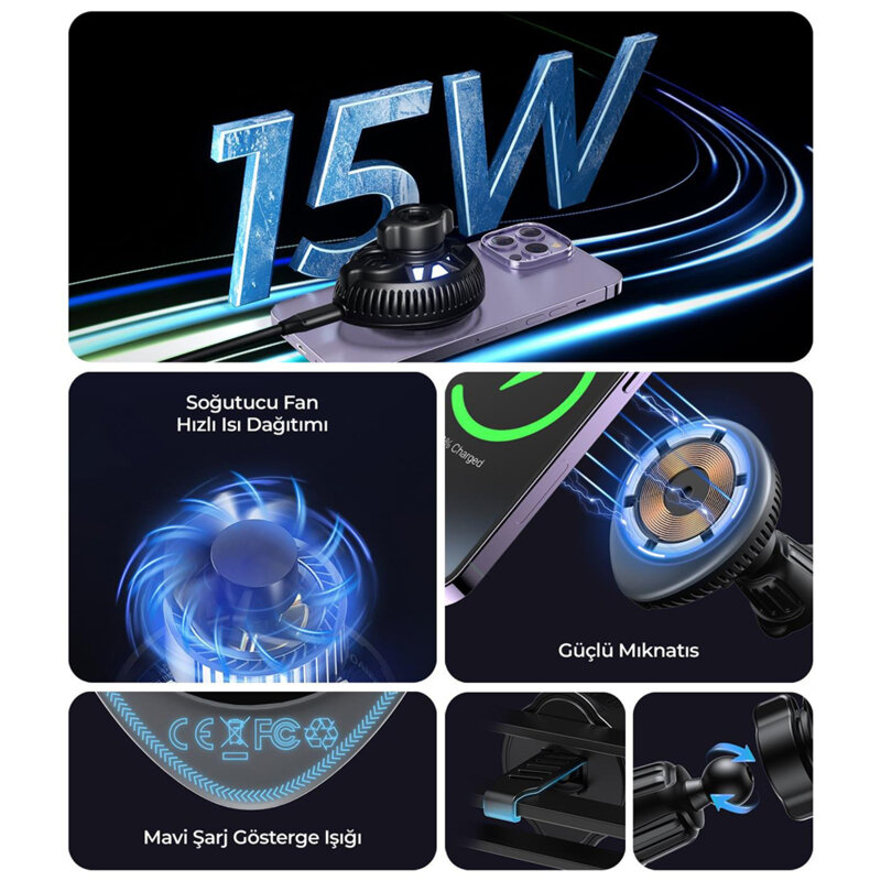 Suport auto cu incarcare wireless 15W Havit W3036, negru