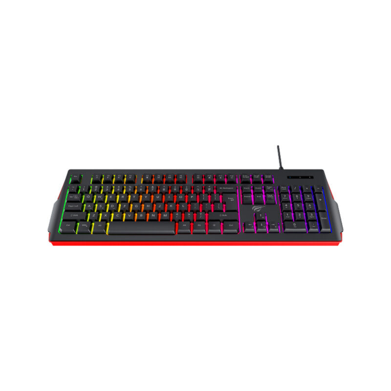 Tastatura cu lumini RGB, 1.4m Havit KB866L, negru / rosu