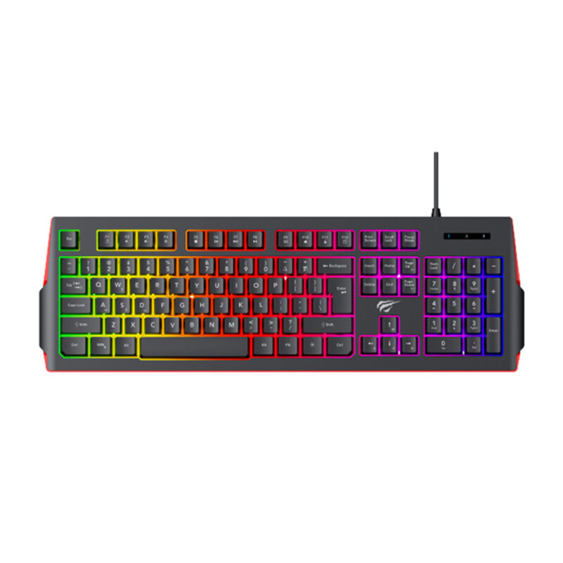 Tastatura cu lumini RGB, 1.4m Havit KB866L, negru / rosu
