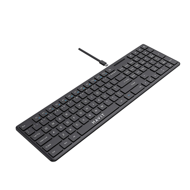 Tastatura laptop cu fir, USB-C,  1.5m, 5V Havit KB252, negru