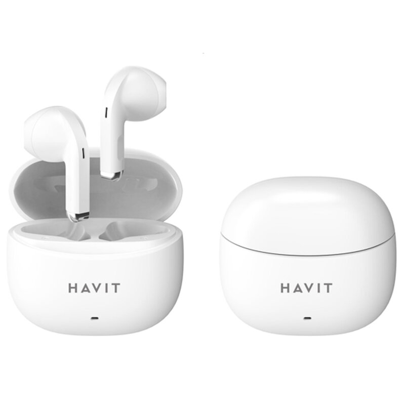 Casti Bluetooth TWS cu microfon, Type-C Havit TW941, alb