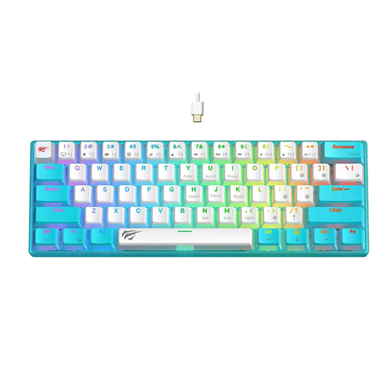 Tastatura gaming cu fir si LED-uri Havit KB903L, albastru / alb