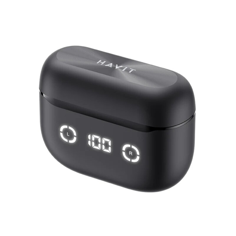 Casti wireless Bluetooth cu afisaj digital Havit TW984, negru