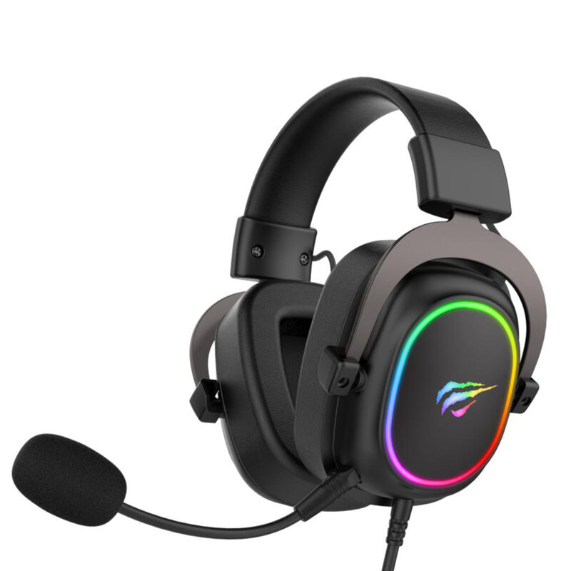 Casti de gaming cu fir, microfon, RGB Havit, negru, H2002P