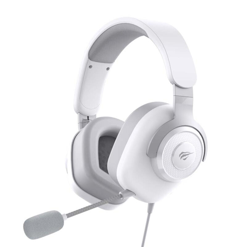Casti de gaming cu fir si microfon Havit, 1.8m, alb, H2230U