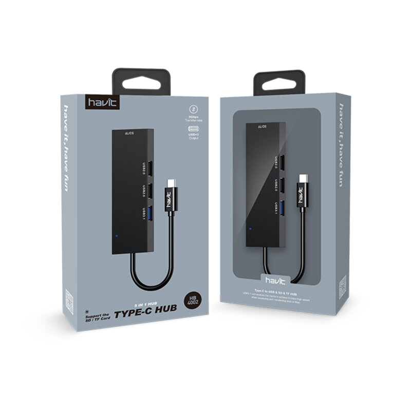 Docking Station, hub cu 4x USB Havit, argintiu, HB41