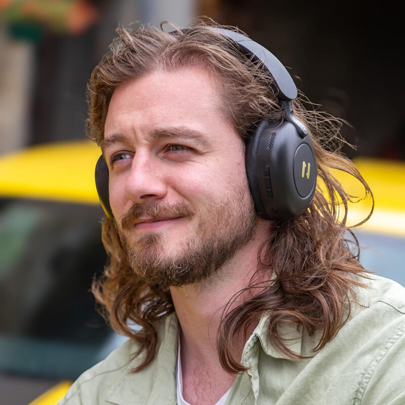 Casti wireless multipoint, ANC + husa Havit H655BT Pro, bej