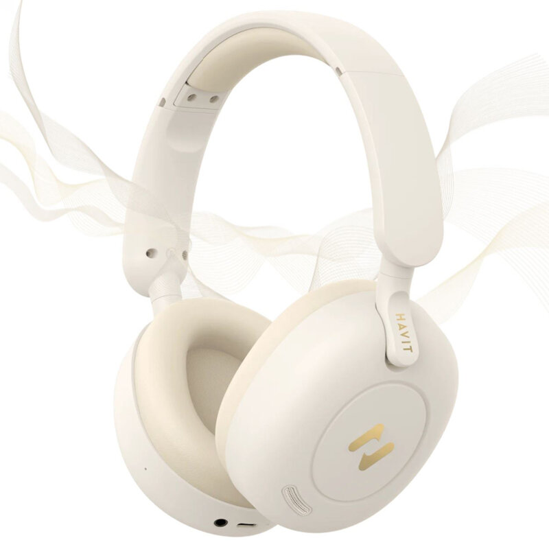 Casti wireless multipoint, ANC + husa Havit H655BT Pro, negru