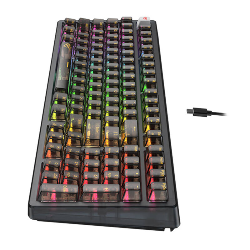 Tastatura mecanica gaming Havit RGB, USB-C, transparent/negru KB875L